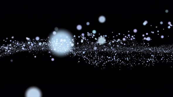 Glittering particles sparkle and drift along