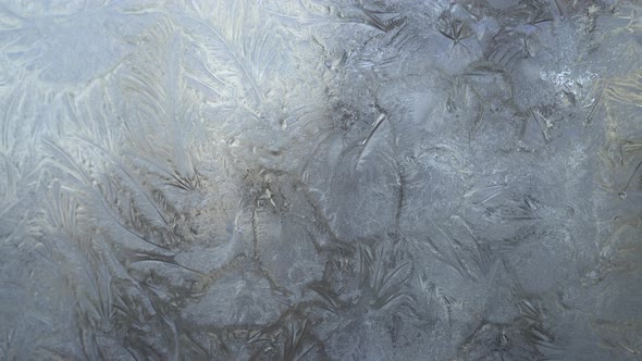 Abstract Frosty Pattern on Glass Background Texture on the Window