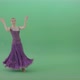 Blonde Dancer Woman In Glittering Purple Dress Spins Elegantly On Green Screen - VideoHive Item for Sale