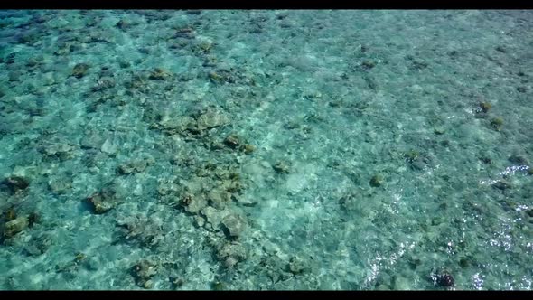 Aerial nature of idyllic resort beach lifestyle by blue sea with white sand background of a dayout i