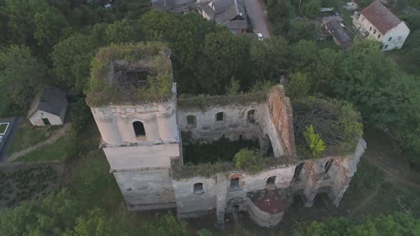 Abandoned building with a tower