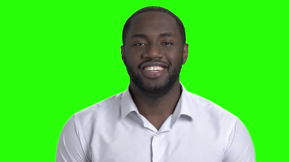 Handsome Afro-american Guy on Green Screen.