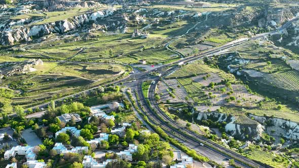 Cappadocia aerial view 4 K View of the City Urgup