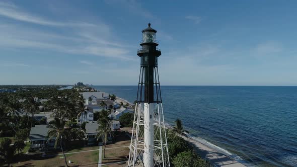 Aerial Footage Hillsboro Inlet Lighthouse, Slow half circle