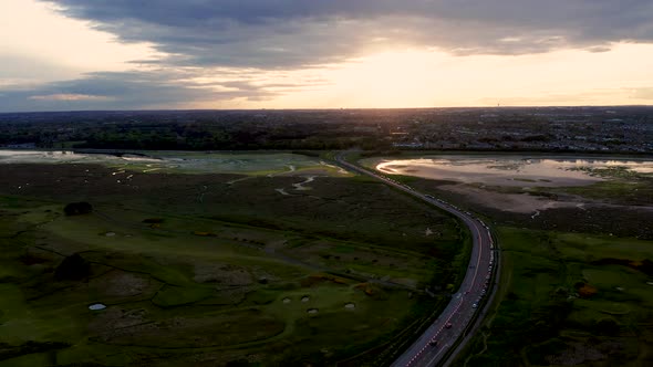 Aerial view over Bull Island and Causeway Rd