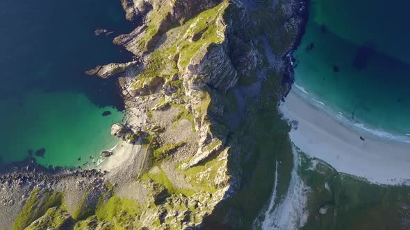 Lofoten Islands and Beach Aerial View in Norway