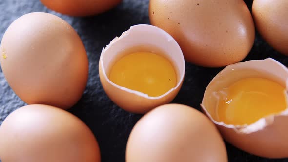 Eggs on black background 4k