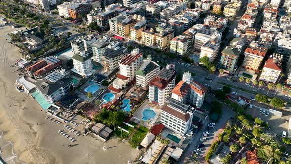 Hotels by the sea aerial view 4 K