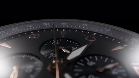 Swiss Watch Rotating with Following Second Arrow