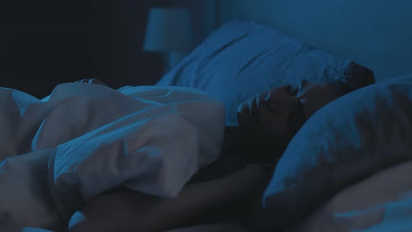 Sleep Disorder Night Insomnia Anxious Woman Bed