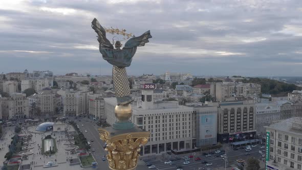 Independence Square in Kyiv, Ukraine. Maidan. Aerial View