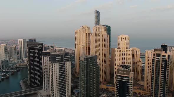 Dubai Marina with Its Many Skyscrapers Dubai Creek Blue Water Vacation UAE