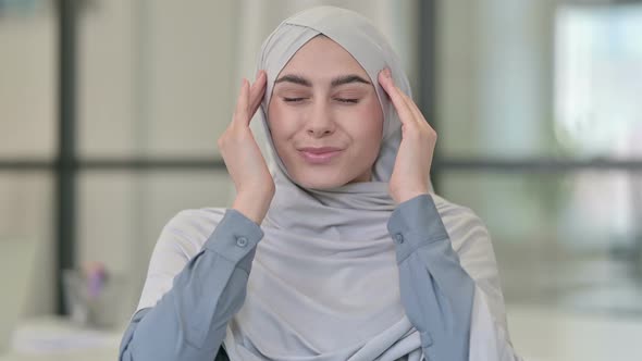 Young Arab Woman Having Headache