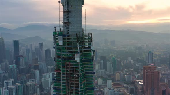 Sunrise at big city skyscraper