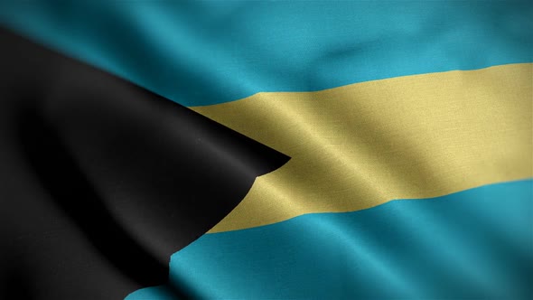 Bahamas Flag Closeup Blowing In Wind