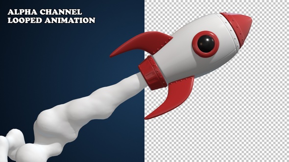 Cartoon Rocket Flying 02