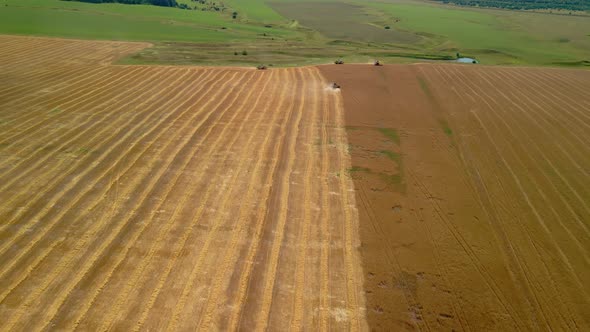 View From a Quadcopter to Harvesters From Harvesting Crops From the Fields