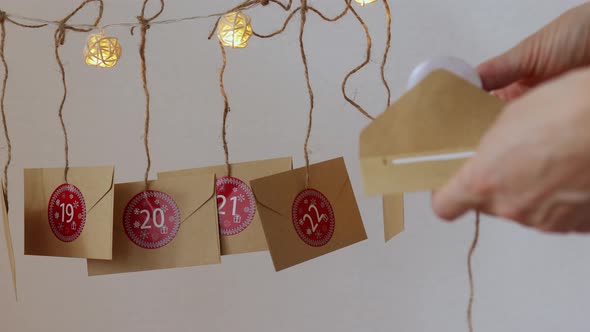 DIY Christmas Advent Calendar Homemade Craft Envelopes Date Numbers Day Hanging