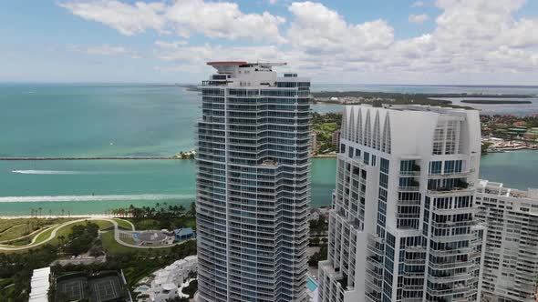 Aerial video penthouse apartments in Miami Beach FL