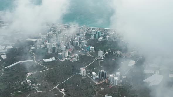 Clouds Over the city aerial view 4 K