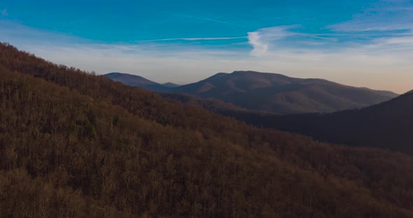 Aerial hyperlapse of Big Tom Mountain at dawn, Syria, VA