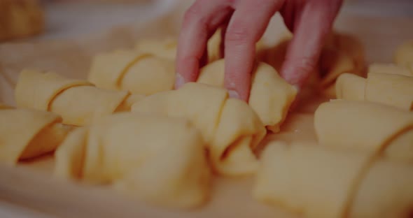 Freshly Made Croissants on Table in Kitchen