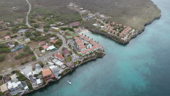 Aerial orbit over the Playa Lagun in Curacao