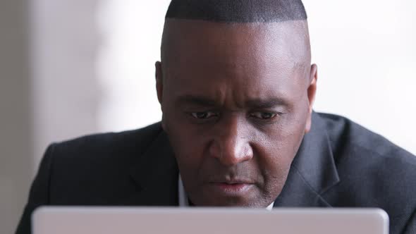 Serious Focused Mature Middle Aged 50s Afro Black Business Man Ethnic African Male User Boss