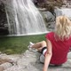 Woman in Great Waterfall of Bignasco - VideoHive Item for Sale