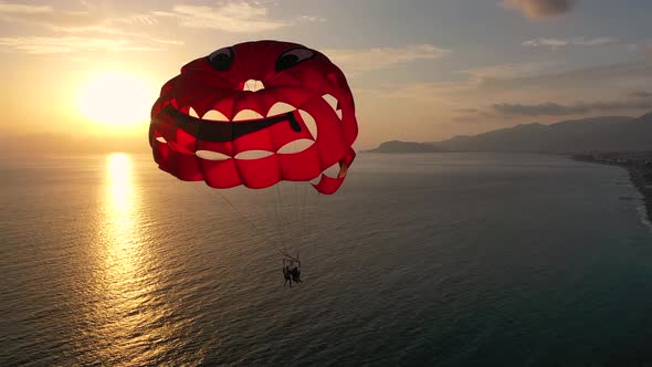 Water Sports Parasailing Turkey Alanya Filmed on a Drone