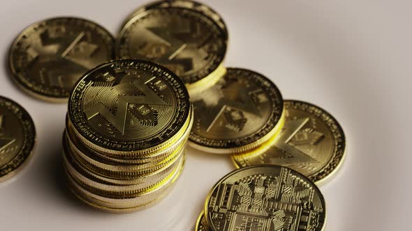 Rotating shot of Bitcoins