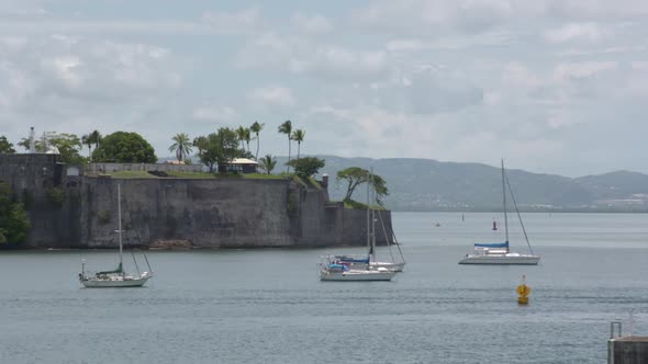 Boats in Caribbean bay of Fort de France (Martinique)	