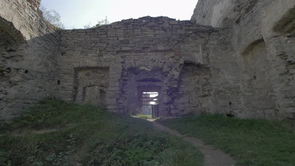 Old stone walls at Skala-Podilsky Castle