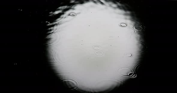 Drop of Water falling into Water, Full Moon, Slow motion 4K