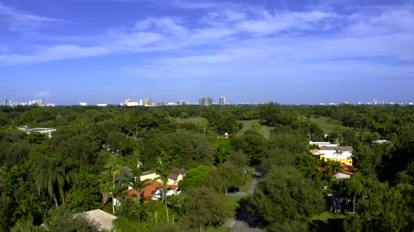 Aerial Traverse From Residential Neighborhood To Golf Course Miami Shores Fl Usa