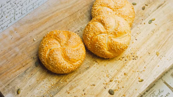 Three Loaves of Freshly Baked Bread in a Round Shape