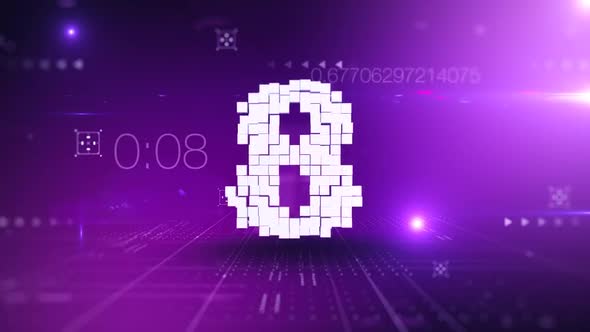 10 Second Digital Countdown Purple