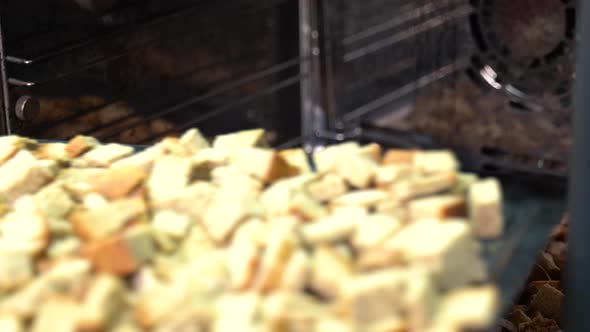 Drying Bread in the Oven. Manufacture of Crackers.