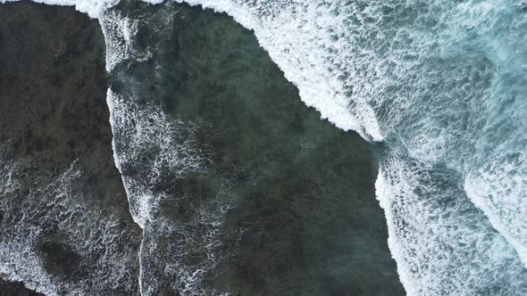 shooting of magnificent intense sea waves emerald green color .drone 4k