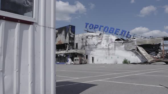 War in Ukraine  Destroyed Building of a Shopping Center in Bucha