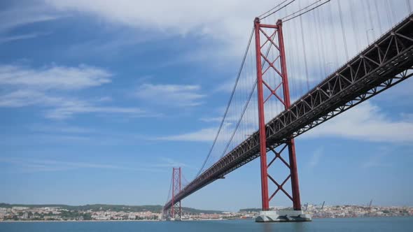 Driving through the 25th de April in Lissboa, Portugal looking up.