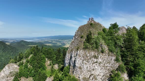 Aerial view of Trzy Korony mountain in Pieniny, Poland