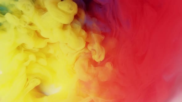 Blue Red Yellow Clouds Ink Reaction