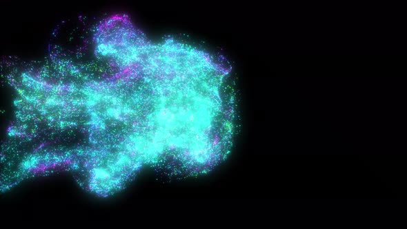 3d animation of abstract floating  fluid particles.