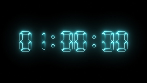 1 Minute Neon Digital Countdown V6