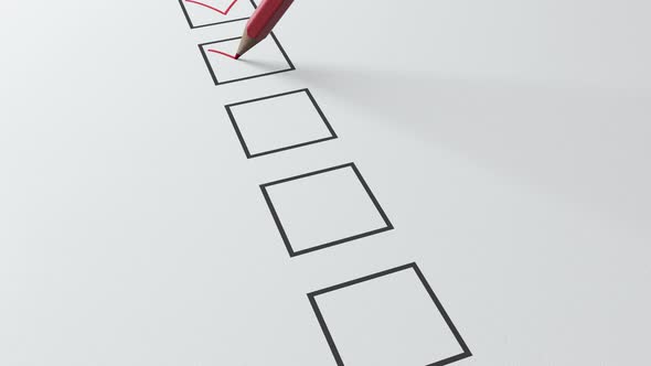 Checklist a Red Pencil Will Tick in Black Squares alt