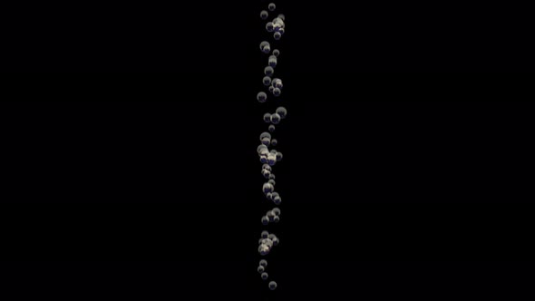 Transparent Bubbles Go Up Underwater Over Black Background