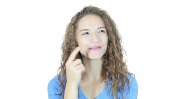 Got an Idea, Thinking, Pensive Woman, Planning, White Background