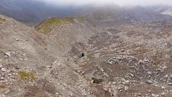 Aerial View of Belvedere Glacier Rock Wall Discovered By Ice Melting