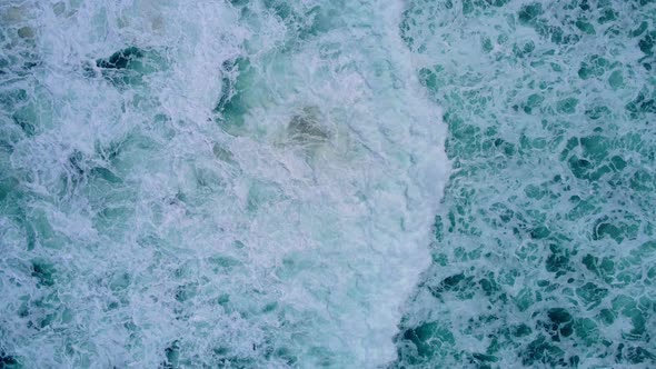 Powerful Beautiful sea waves. Aerial view of drone. Beach sand and sea copy space area. Summer sunse